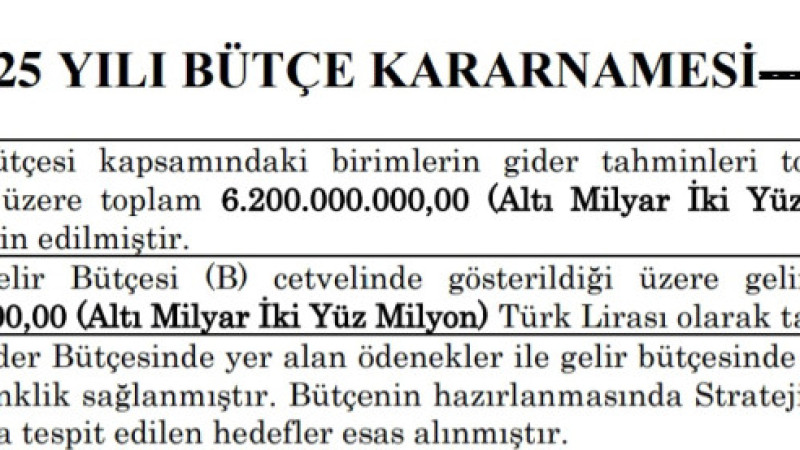 KÖYMEN DONEMİNİNİN ILK TAHMİNİ BÜTÇESİ 6 MILYAR 200 MİLYON